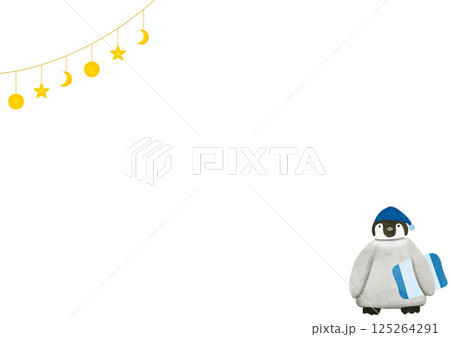 水彩　ペンギン　動物　ライト　イラスト 125264291