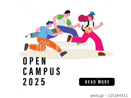 目標に向かい走る学生の男女 125264311