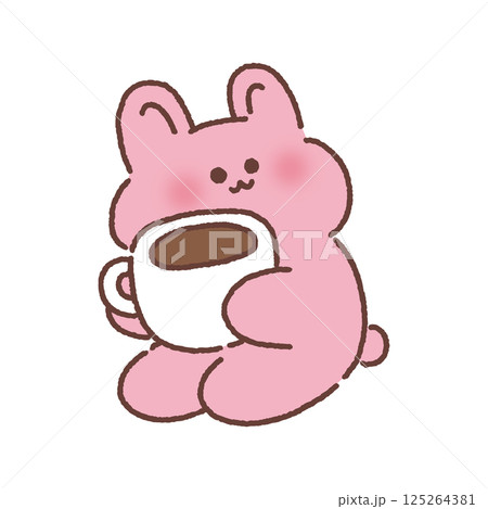 コーヒーを持ったウサギ コーヒーを持ったウサギ 125264381