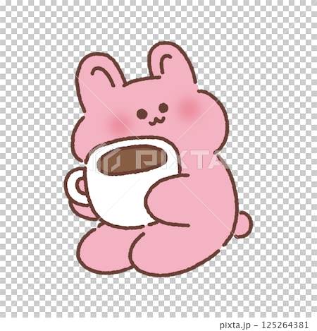 コーヒーを持ったウサギ コーヒーを持ったウサギ 125264381