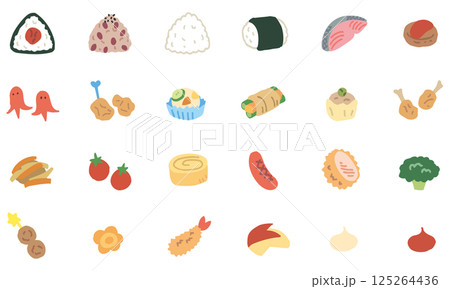 お弁当の定番のおかず22種／名称なし（ベクターあり） 125264436