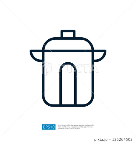 Simple Icon of A Cooking Pot with Handles on A White Background Representing Culinary Activities and Kitchen Utensils 125264502
