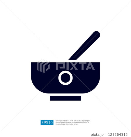 Iconic Cooking Bowl with Stirring Utensil Representing Culinary Arts in Culinary Preparation Environment 125264513
