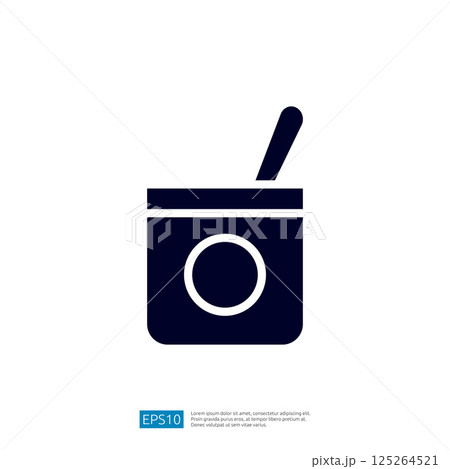 Simple Icon of a Jar with a Spoon Representing Cooking and Food Preparation Essentials for the Kitchen Simple Icon of a Jar with a Spoon Representing Cooking and Food Preparation Essentials for the Kitchen 125264521