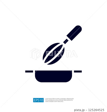 Icon of Whisk in a Pan Representing Cooking Preparation in Modern Kitchen Environment 125264525