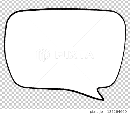 A simple speech bubble that looks more hand-drawn than line drawing. Horizontal slime rectangle with rounded corners and a tail on the right. Monochrome. 125264660
