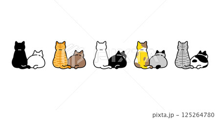 cat vector kitten icon back cartoon character pet doodle illustration animal symbol isolated design 125264780