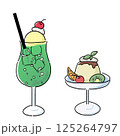 レトロな喫茶店　メロンソーダとプリンアラモード 125264797