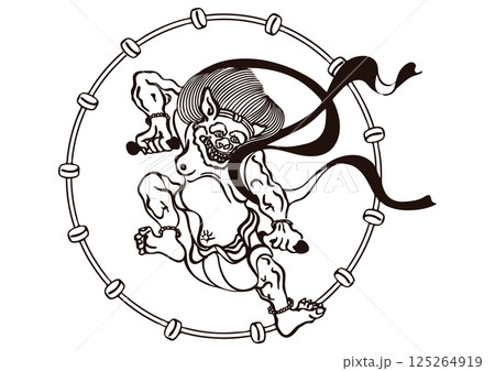 雷神 筆絵 雷神 筆絵 125264919