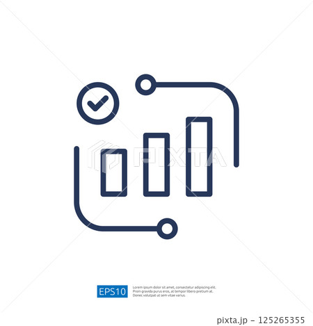 Data Analysis Icon Featuring Growth Chart with Checkmark Symbolizing Success and Progress in Business Strategy Planning 125265355