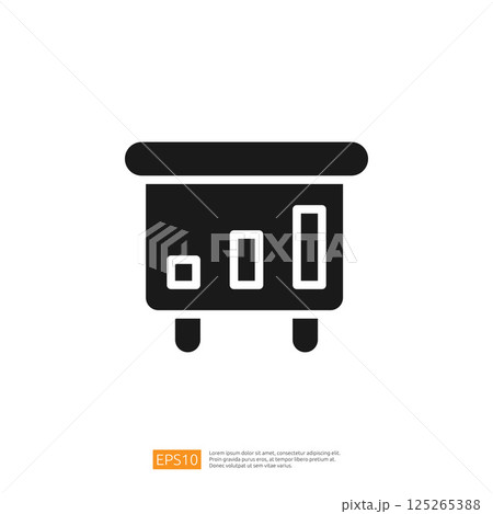 Black Icon of Data Analysis Graph with Bar Chart and Columns Representing Business Statistics and Performance Metrics Black Icon of Data Analysis Graph with Bar Chart and Columns Representing Business Statistics and Performance Metrics 125265388