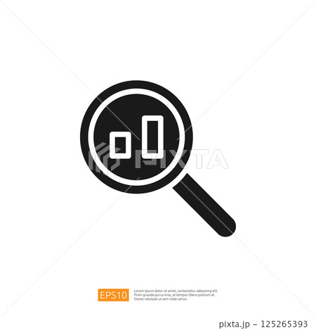 Data Analyst Icon Featuring Magnifying Glass Over Bar Graph Representing Business Growth and Statistical Analysis Data Analyst Icon Featuring Magnifying Glass Over Bar Graph Representing Business Growth and Statistical Analysis 125265393