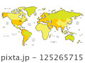 色分けした手書き風デザインの世界地図1 125265715
