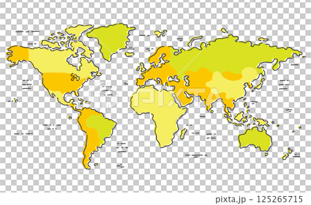 A hand-drawn, color-coded world map 1 A hand-drawn, color-coded world map 1 125265715