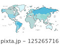 色分けした手書き風デザインの世界地図2 125265716