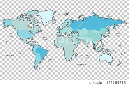 A hand-drawn, color-coded world map 2 125265716