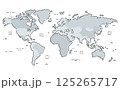 色分けした手書き風デザインの世界地図3 125265717