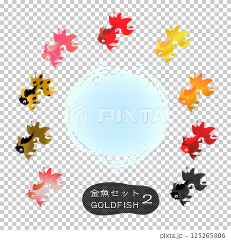 Colorful goldfish seen from above and noise gradient vector illustration of the water surface Colorful goldfish seen from above and noise gradient vector illustration of the water surface 125265806