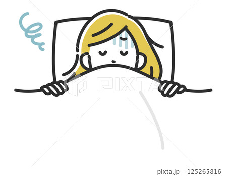 眠れずに悩む女性のイラスト 125265816