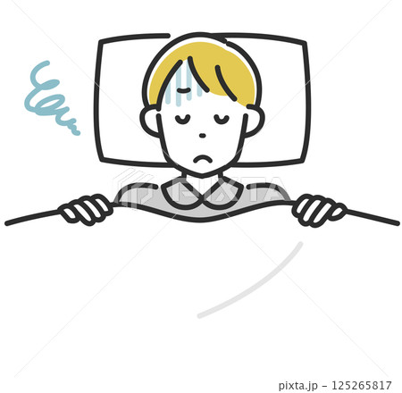 眠れずに悩む男性のイラスト 眠れずに悩む男性のイラスト 125265817