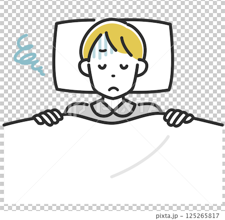 眠れずに悩む男性のイラスト 眠れずに悩む男性のイラスト 125265817