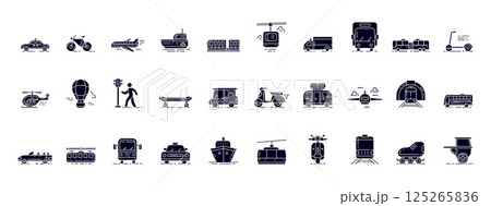 Diverse Public Transportation Icons Representing Various Modes of Urban Mobility and Commuting Options in a Modern Cityscape Diverse Public Transportation Icons Representing Various Modes of Urban Mobility and Commuting Options in a Modern Cityscape 125265836