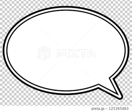 Simple black and white double line speech bubble, round, right facing 03 125265863