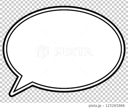 Simple black and white double line speech bubble, round, left facing 03 Simple black and white double line speech bubble, round, left facing 03 125265866