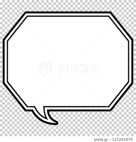 A simple black and white double-lined speech bubble, octagonal with corners, facing left 02 A simple black and white double-lined speech bubble, octagonal with corners, facing left 02 125265879