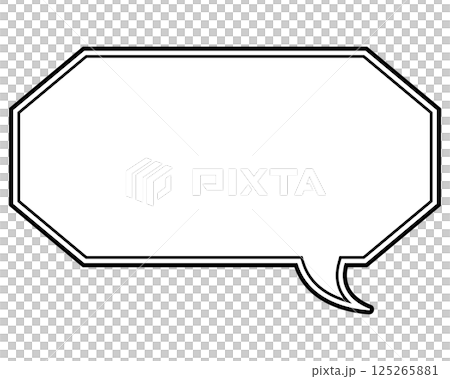 A simple black and white double-lined speech bubble, elongated octagonal, facing right 01 A simple black and white double-lined speech bubble, elongated octagonal, facing right 01 125265881