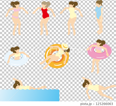 等距人物,女性,大海,泳池,泳裝,游泳,夏季,運動,休閒,插畫素材集 等距人物,女性,大海,泳池,泳裝,游泳,夏季,運動,休閒,插畫素材集 125266063