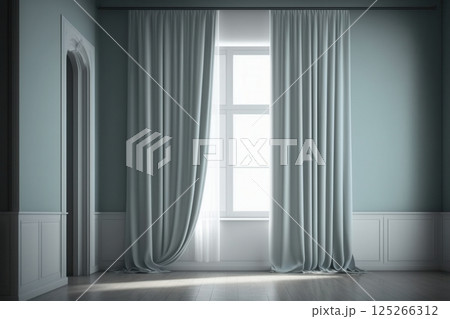Ai generated classic interior design with elegant curtains and window light Ai generated classic interior design with elegant curtains and window light 125266312