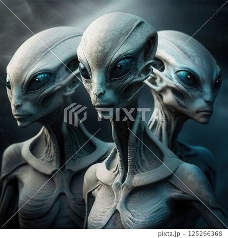 Ai generated Extraterrestrial race posing in the darkness 125266368