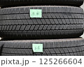 タイヤ交換時の保管タイヤに目印をする。 125266604