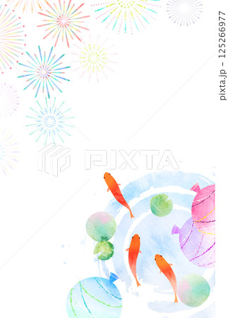 金魚　夏　水彩　和柄　背景 125266977