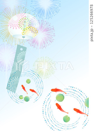 金魚 夏 水彩 和柄 背景 金魚 夏 水彩 和柄 背景 125266978