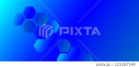 Abstract Blue Hexagon Grid Technology Background 125267140