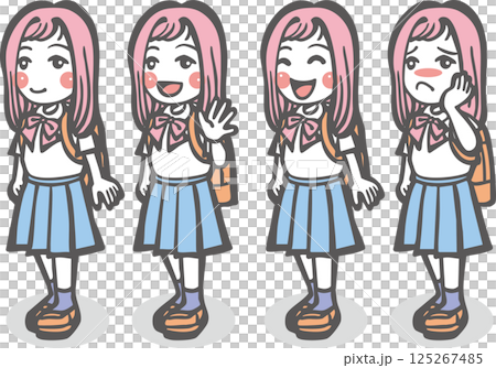 Women's emotions (high school girl, junior high school girl, high school girl, blazer, summer clothes, short sleeves, laughing, greeting, troubled) Women's emotions (high school girl, junior high school girl, high school girl, blazer, summer clothes, short sleeves, laughing, greeting, troubled) 125267485