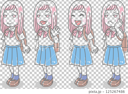 Women's emotions 2 <High school girl, junior high school girl, high school girl, blazer, summer clothes, short sleeves, laughing, greeting, troubled> Women's emotions 2 <High school girl, junior high school girl, high school girl, blazer, summer clothes, short sleeves, laughing, greeting, troubled> 125267486