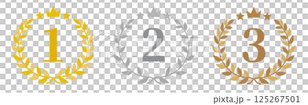 Gold, silver and bronze award icons Gold, silver and bronze award icons 125267501