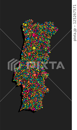 Creative map Portugal from random colorful dots 125267571