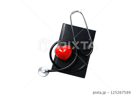 Stethoscope and heart represent nursing dedication and care, isolated on white 125267589