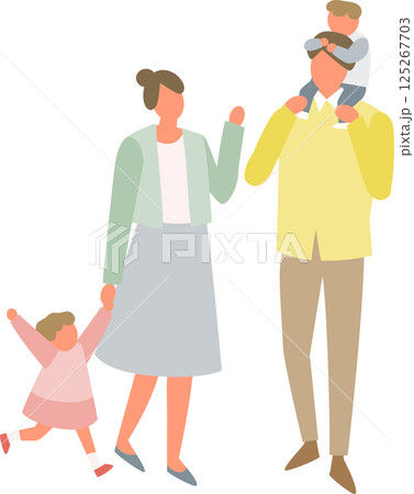 歩く子供連れのファミリー 歩く子供連れのファミリー 125267703