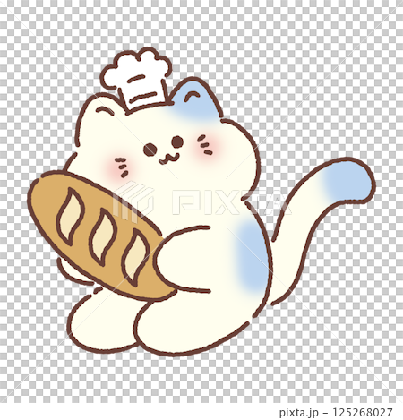 パンを持った猫 125268027