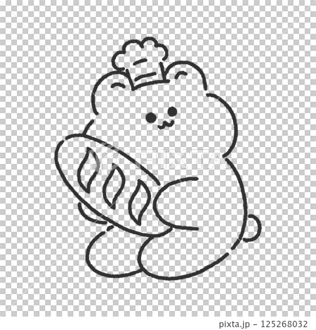 Bear with bread line drawing Bear with bread line drawing 125268032