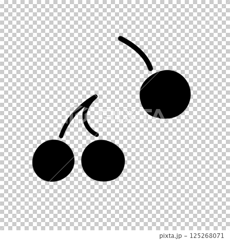 さくらんぼのイラスト-モノクロ さくらんぼのイラスト-モノクロ 125268071