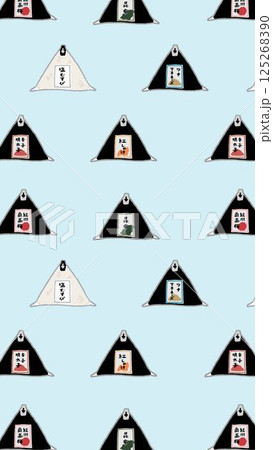 6種類のコンビニおにぎりの総柄イラスト 125268390