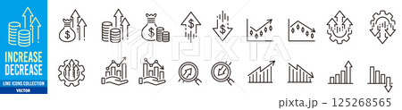 Increase decrease icon set. Increase decrease icon set. 125268565