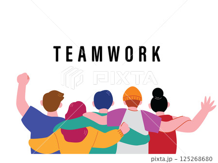 肩を組む男女も後ろ姿 125268680