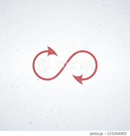 Infinity Loop Symbol with Arrows on a Subtle Speckled Background Infinity Loop Symbol with Arrows on a Subtle Speckled Background 125268805
